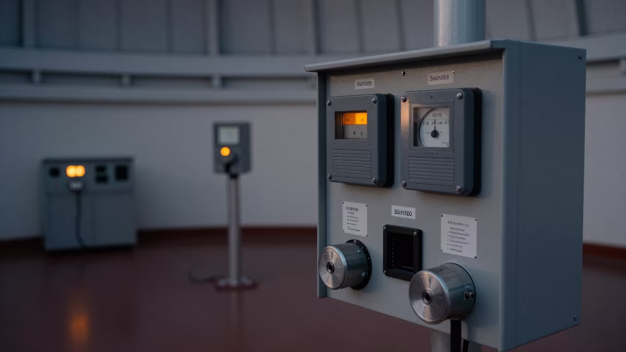 Weather Station Panel and Tagged Tubes in inside an observatory control room near Alanya