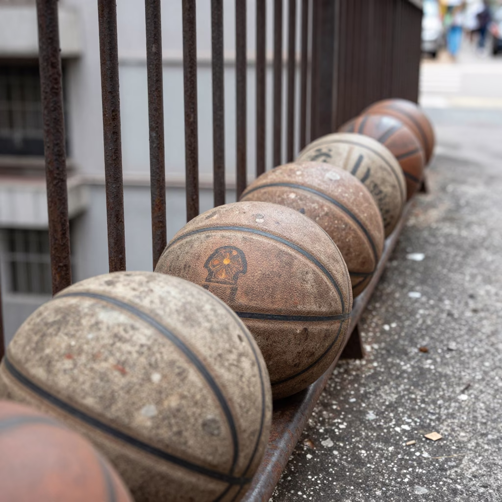 Weathered Basketballs in Hong Kong in in Hong Kong, Hong Kong