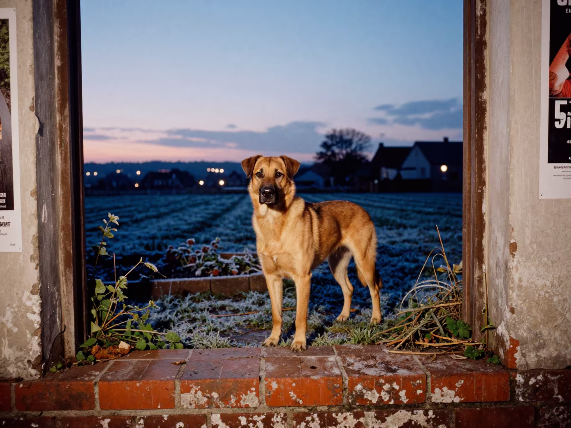 Weathered Berger Picard Portrait at Garden Edge in near a garden edge with soft morning light and an uncluttered background in Hurghada
