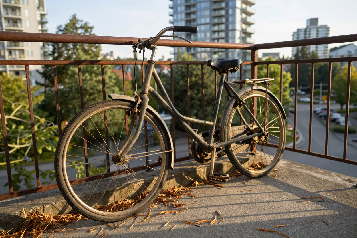 Weathered Bicycle in Vancouver in in Vancouver, British Columbia, Canada