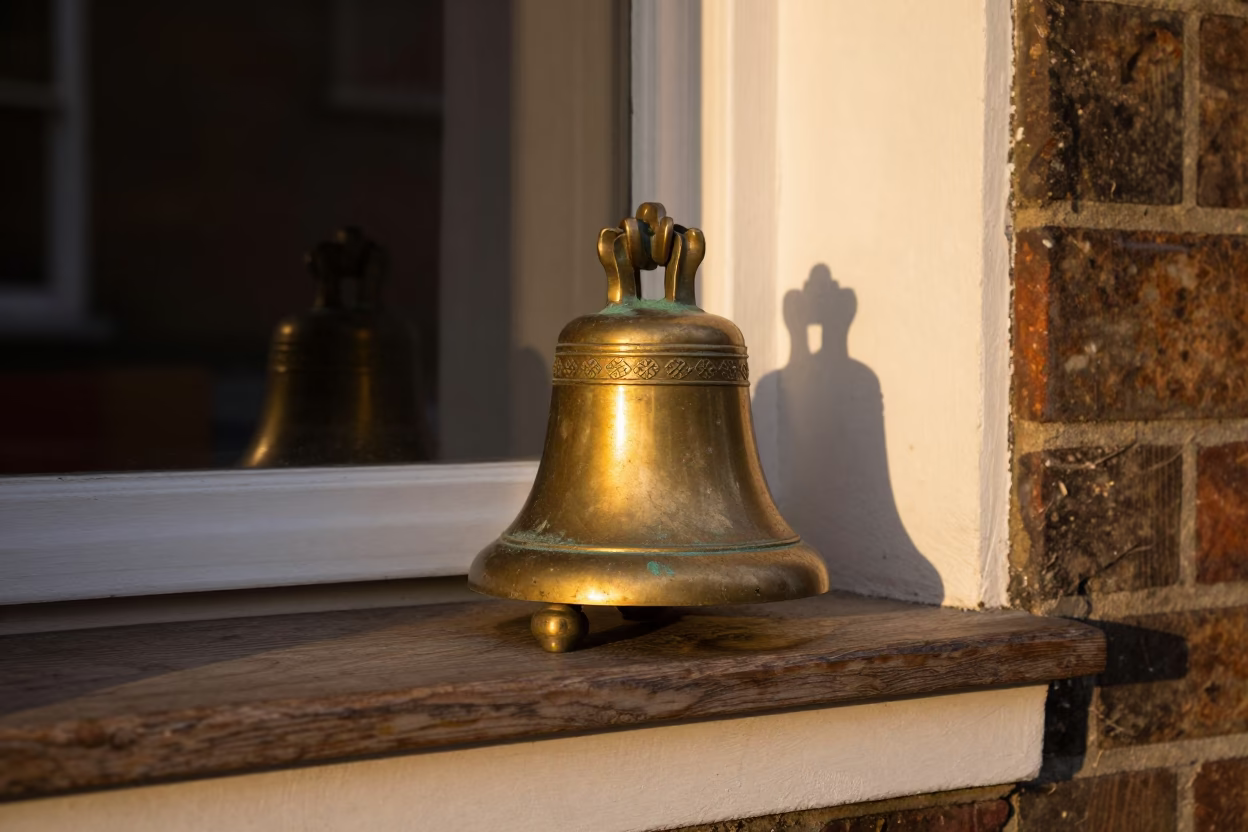 Weathered Brass Bell in London in in London, United Kingdom
