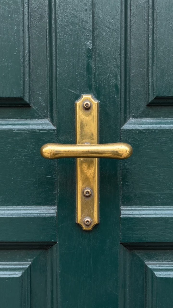Weathered Brass Door Handle in Paris in in Paris, France