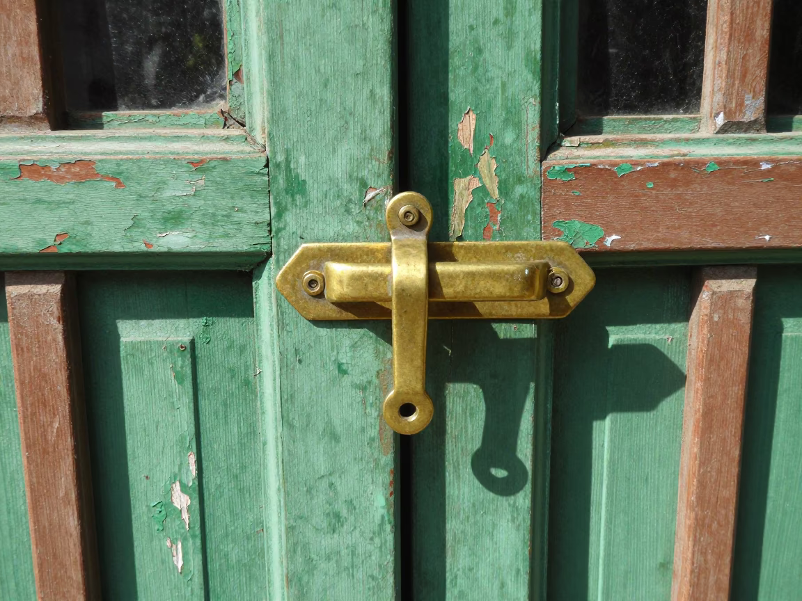 Weathered Brass Door Latch in Denpasar in in Denpasar, Indonesia