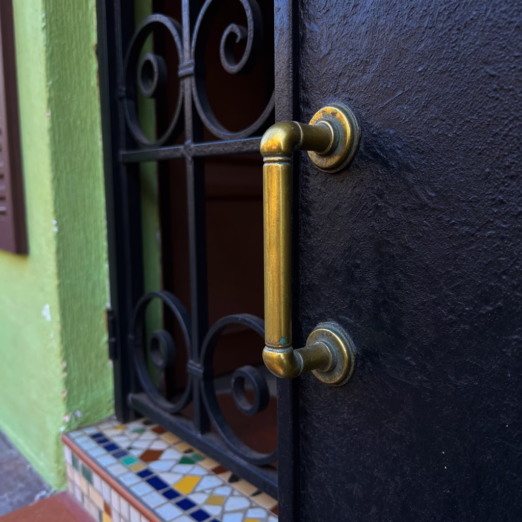 Weathered Brass Gate Handle in George Town in in George Town, Malaysia