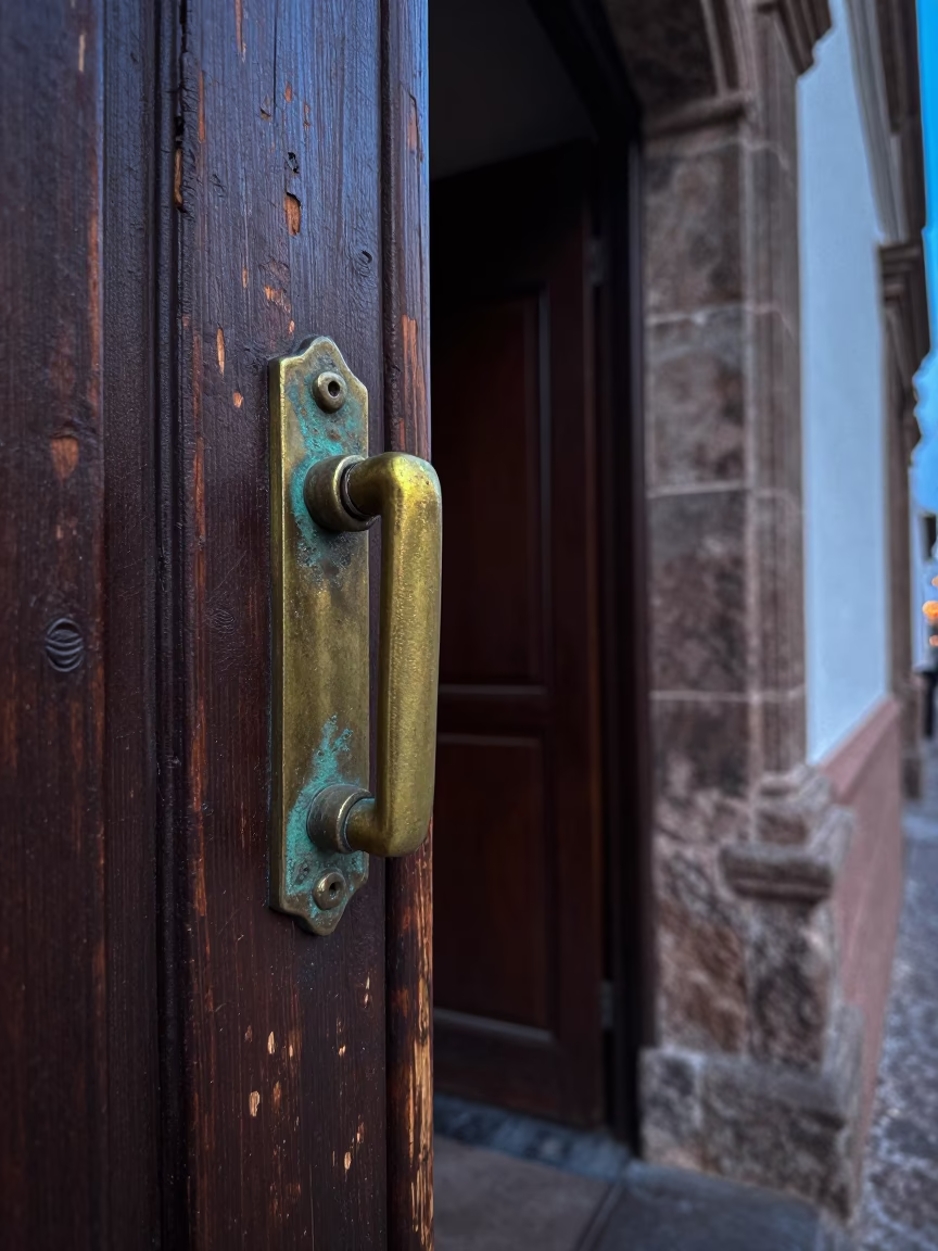 Weathered Brass Latch in Quito in in Quito, Ecuador
