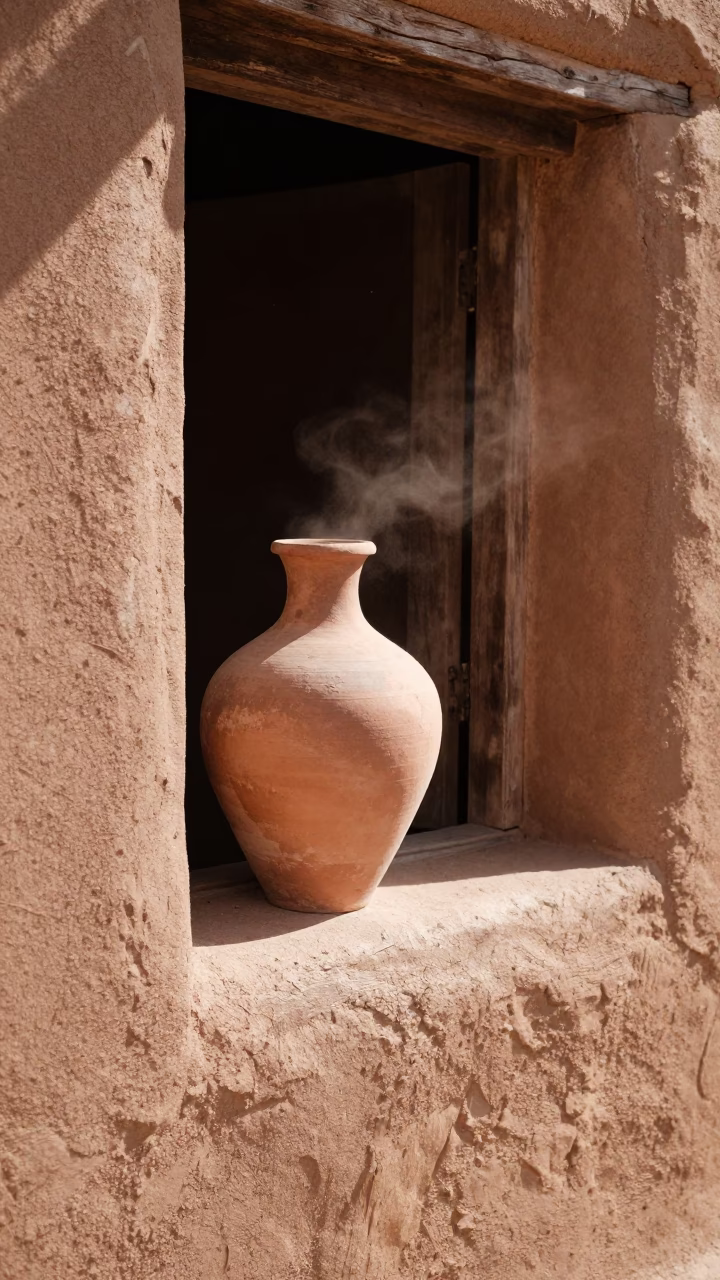 Weathered Clay Olla in Santa Fe in in Santa Fe, United States