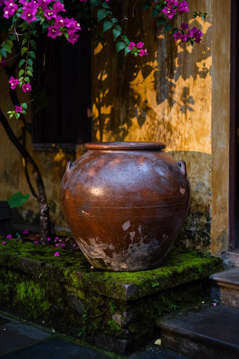 Weathered Clay Pot in Hoi An in in Hoi An, Vietnam