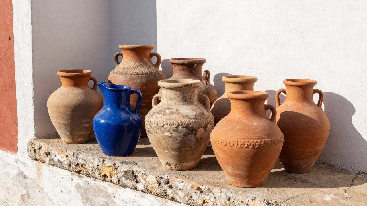 Weathered Clay Pots in Cartagena in in Cartagena, Colombia
