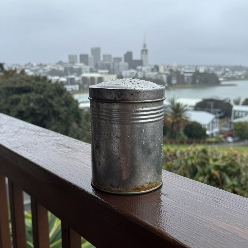 Weathered Coffee Tin in Auckland in in Auckland, New Zealand