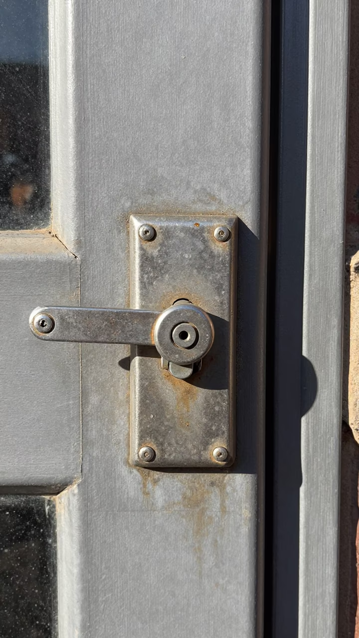 Weathered Deadbolt Lock in Chicago in in Chicago, United States