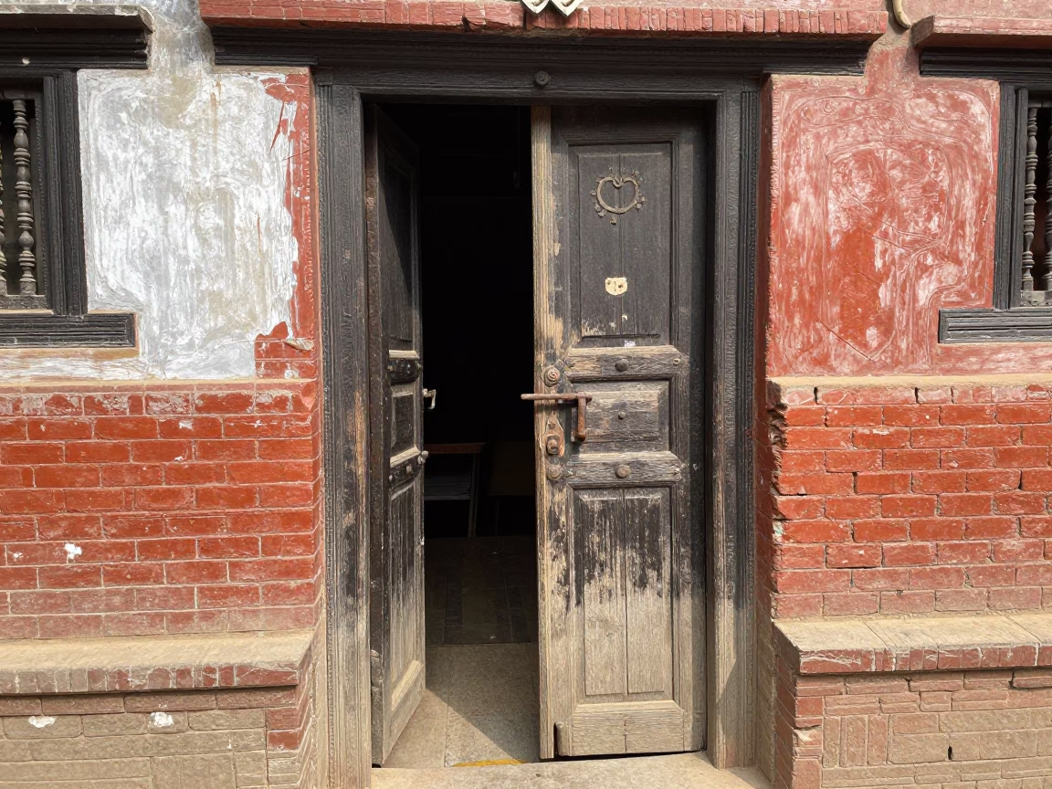 Weathered Door in Kathmandu in in Kathmandu, Nepal