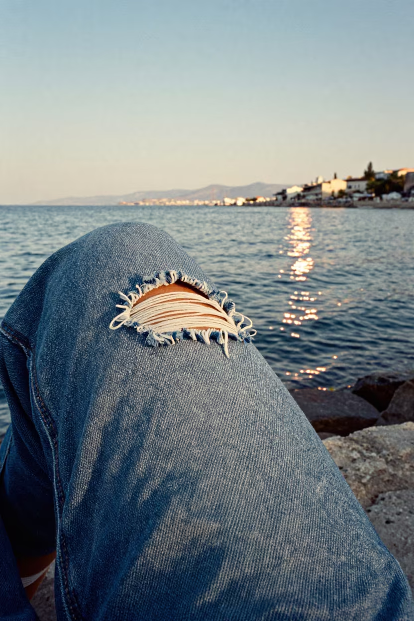Weathered Indigo Denim Twilight Reflection in near Athens