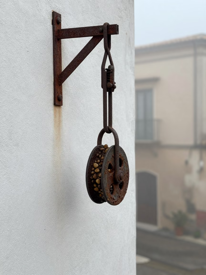 Weathered Iron Pulley in Palermo in in Palermo, Italy