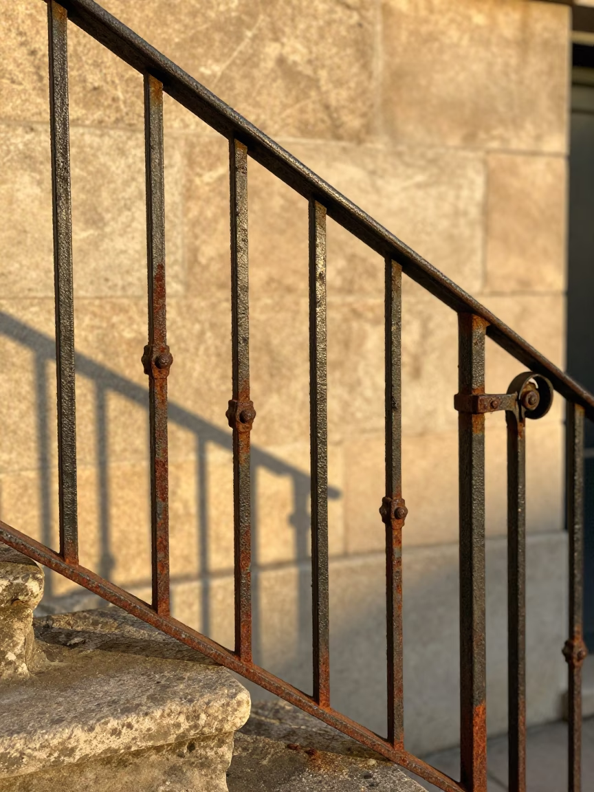 Weathered Iron Stair Rail in Paris in in Paris, France