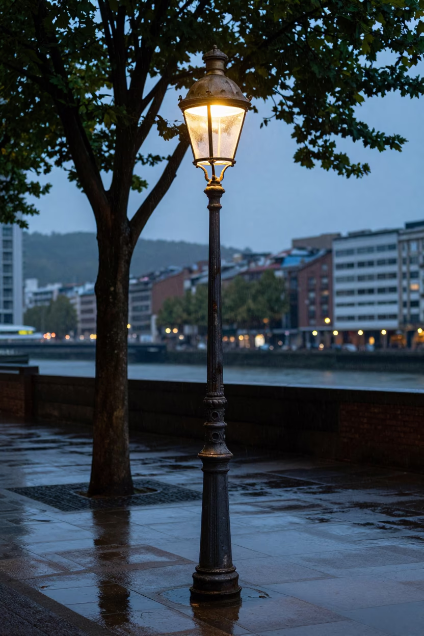 Weathered Iron Streetlamp in Bilbao in in Bilbao, Spain