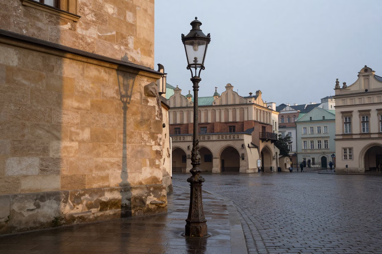 Weathered Iron Streetlamp in Krakow in in Krakow, Poland