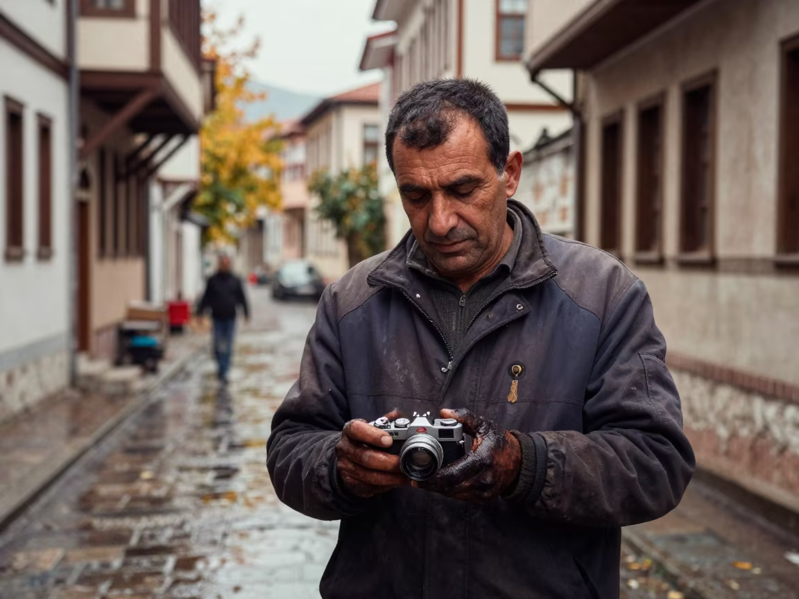 Weathered Mechanic in Trabzon Old Quarter in in the old quarter in Trabzon