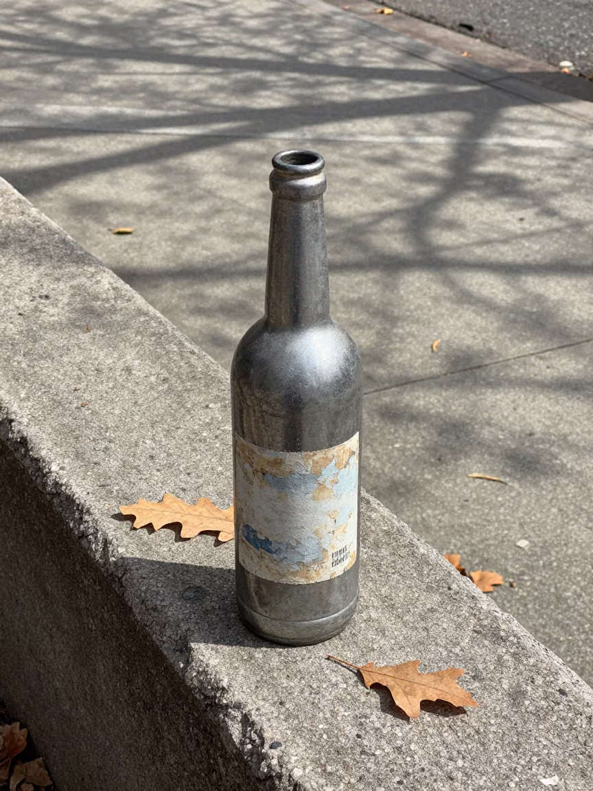 Weathered Metal Bottle in Boston in in Boston, United States