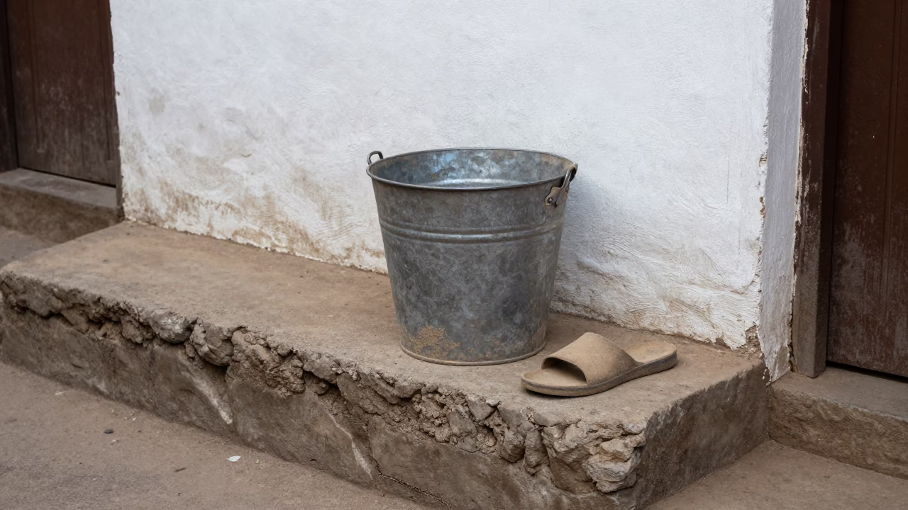 Weathered Metal Bucket in Dakar in in Dakar, Senegal