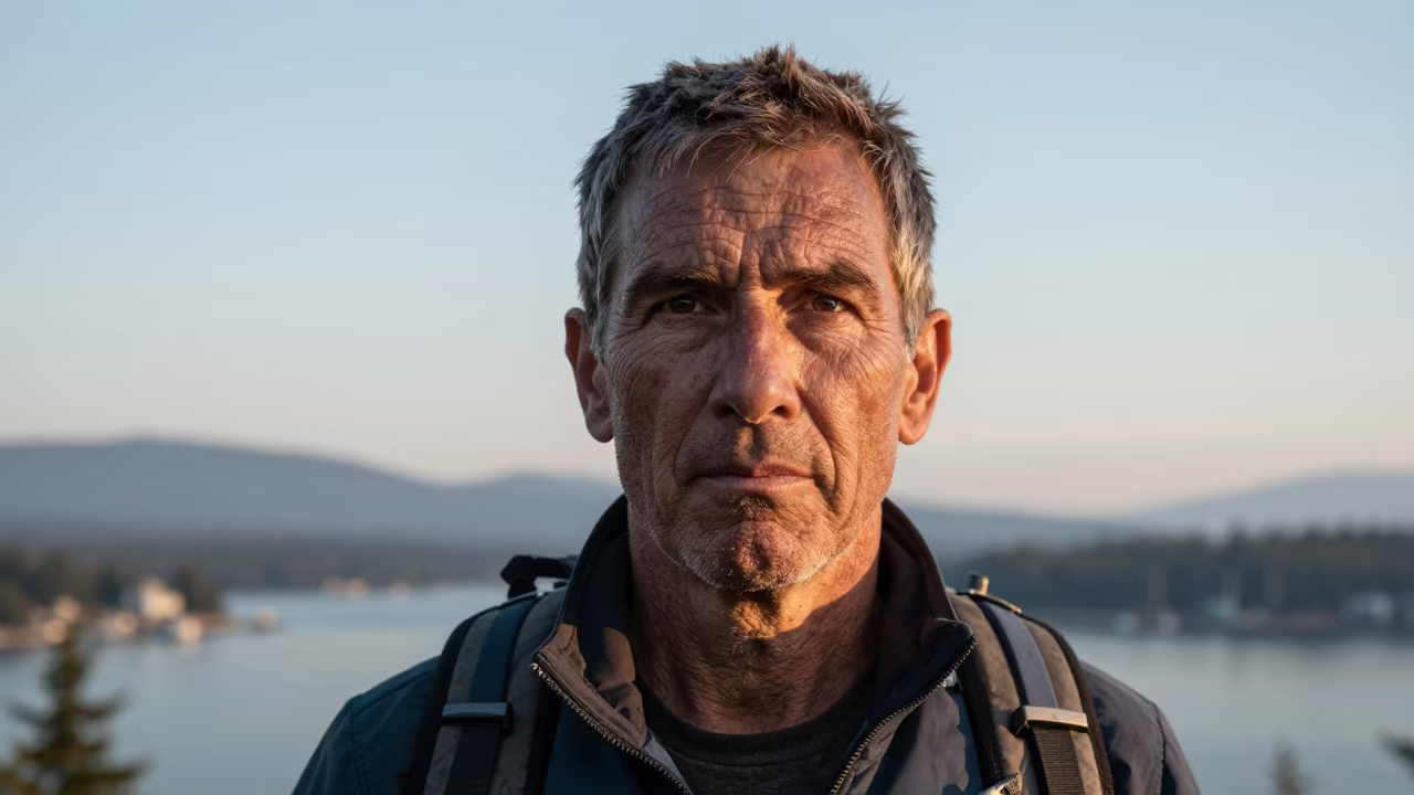 Weathered Mountain Guide Face Vancouver Dawn in in Vancouver