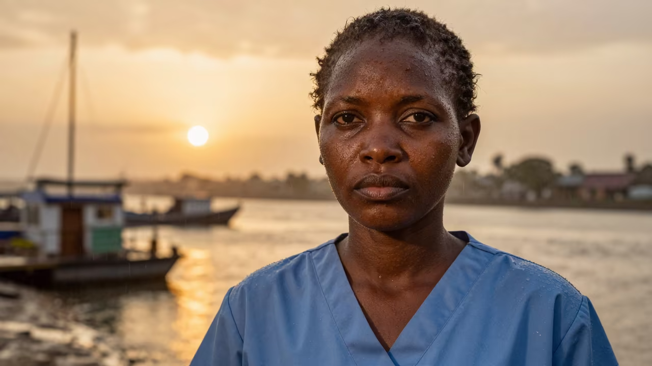 Weathered Nurse at Malakal Harbor Golden Hour in at a harbor edge in Malakal