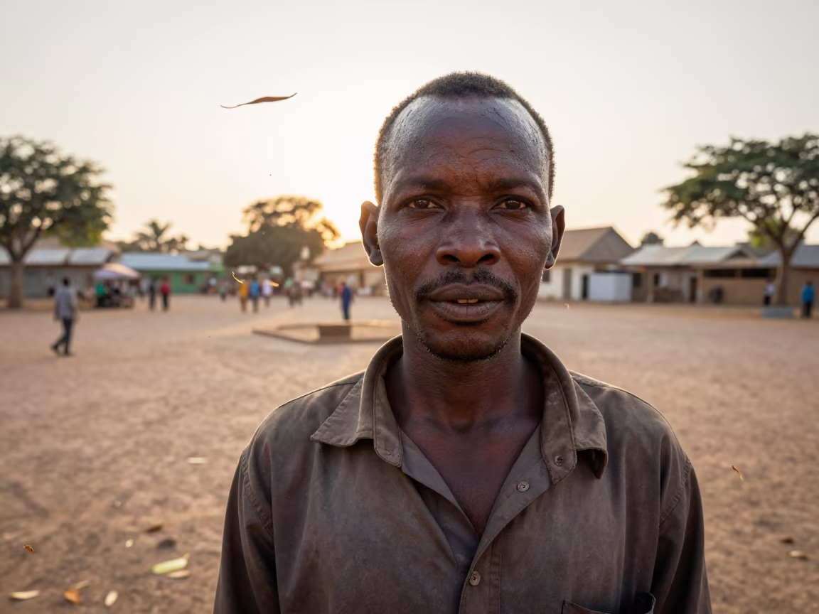 Weathered Opal Miner in Guéckédougou Square in at a public square in Guéckédougou