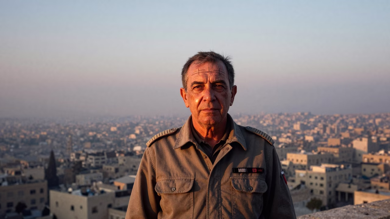 Weathered Pilot Portrait in Damascus Copper Light in in Damascus