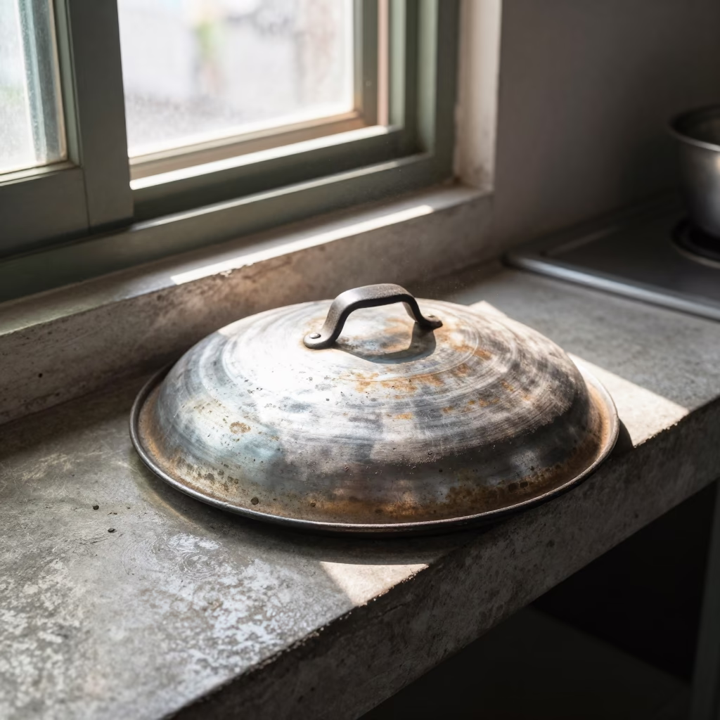 Weathered Pot Lid in Bangkok in in Bangkok, Thailand