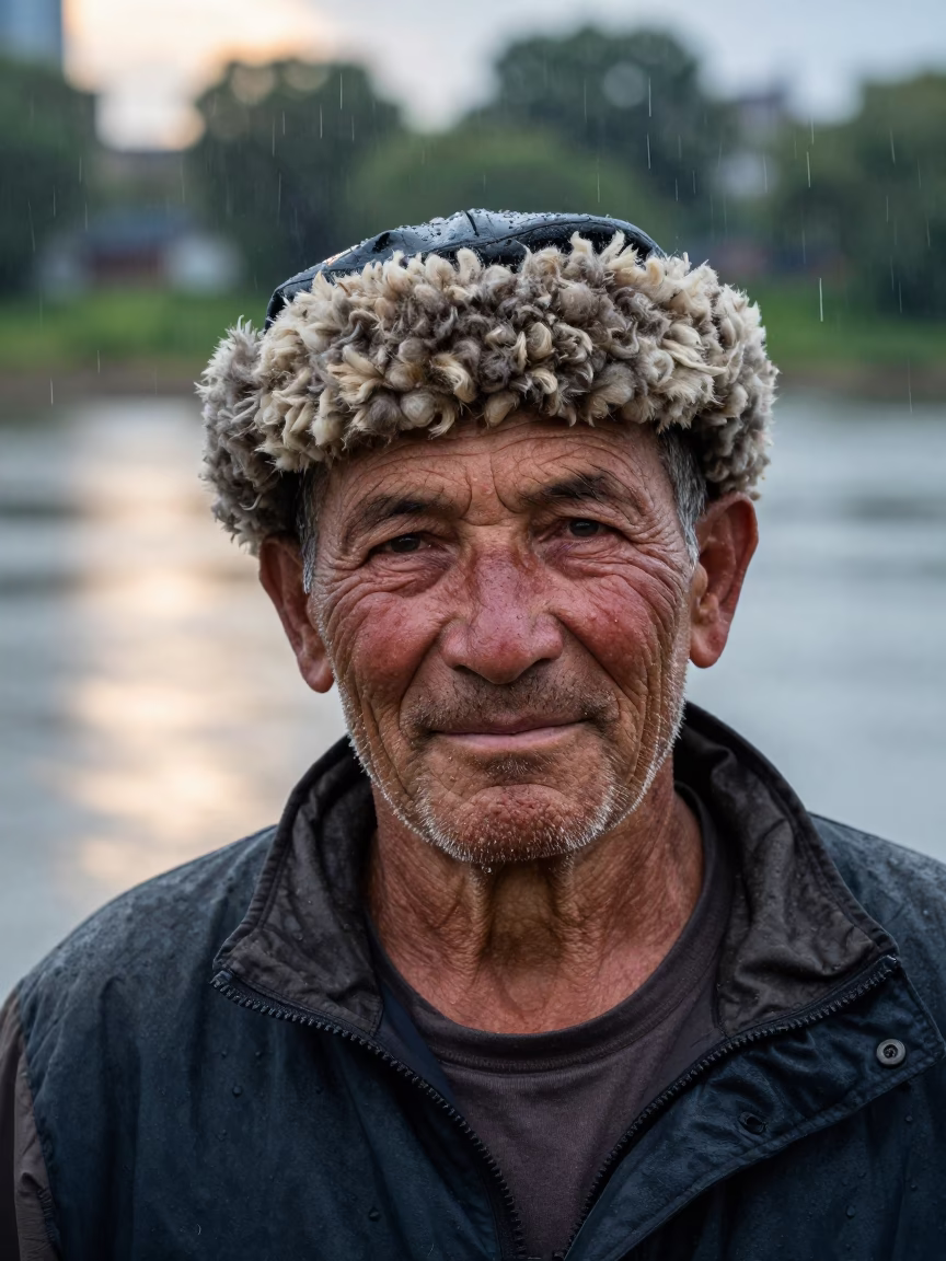 Weathered Shearer Face by Halifax River in near a riverside landing in Halifax