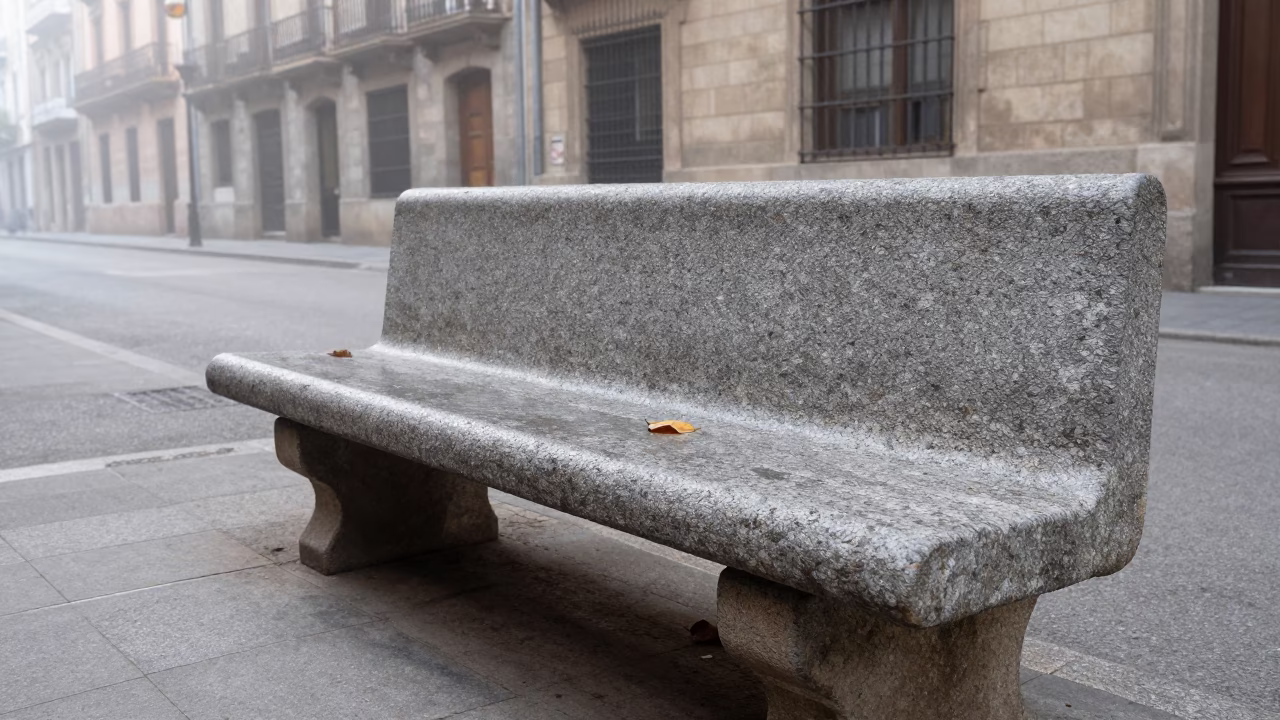 Weathered Stone Bench in Barcelona in in Barcelona, Spain