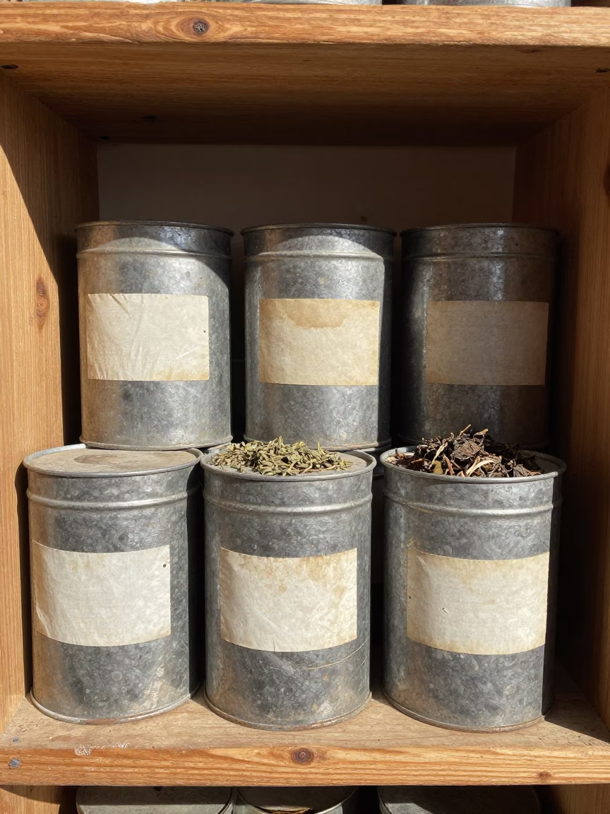 Weathered Storage Tins in Izmir in in Izmir, Turkey