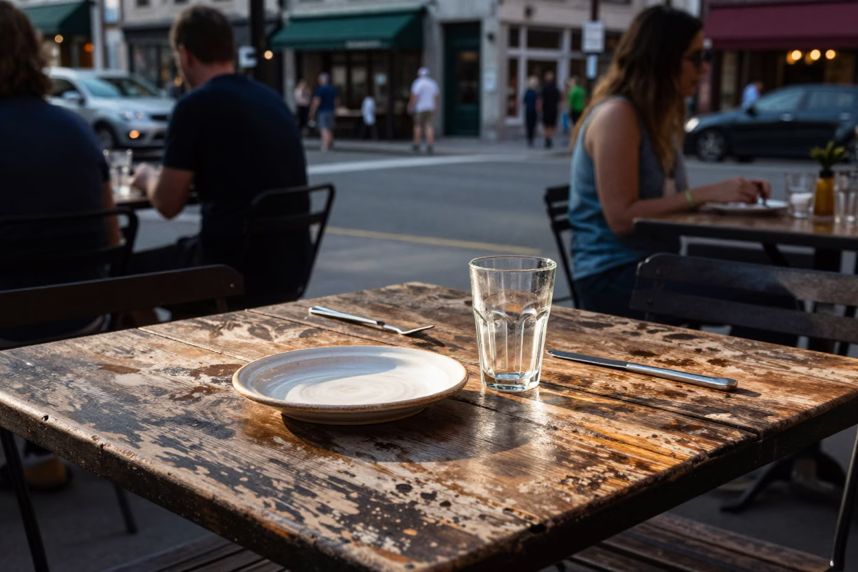 Weathered Table in Montreal in in Montreal, Quebec, Canada