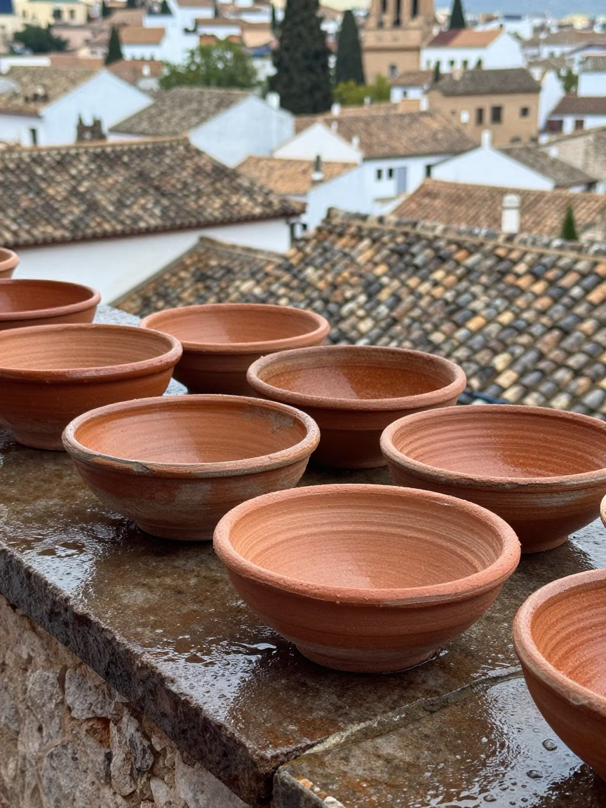 Weathered Terracotta Bowls in Granada in in Granada, Spain
