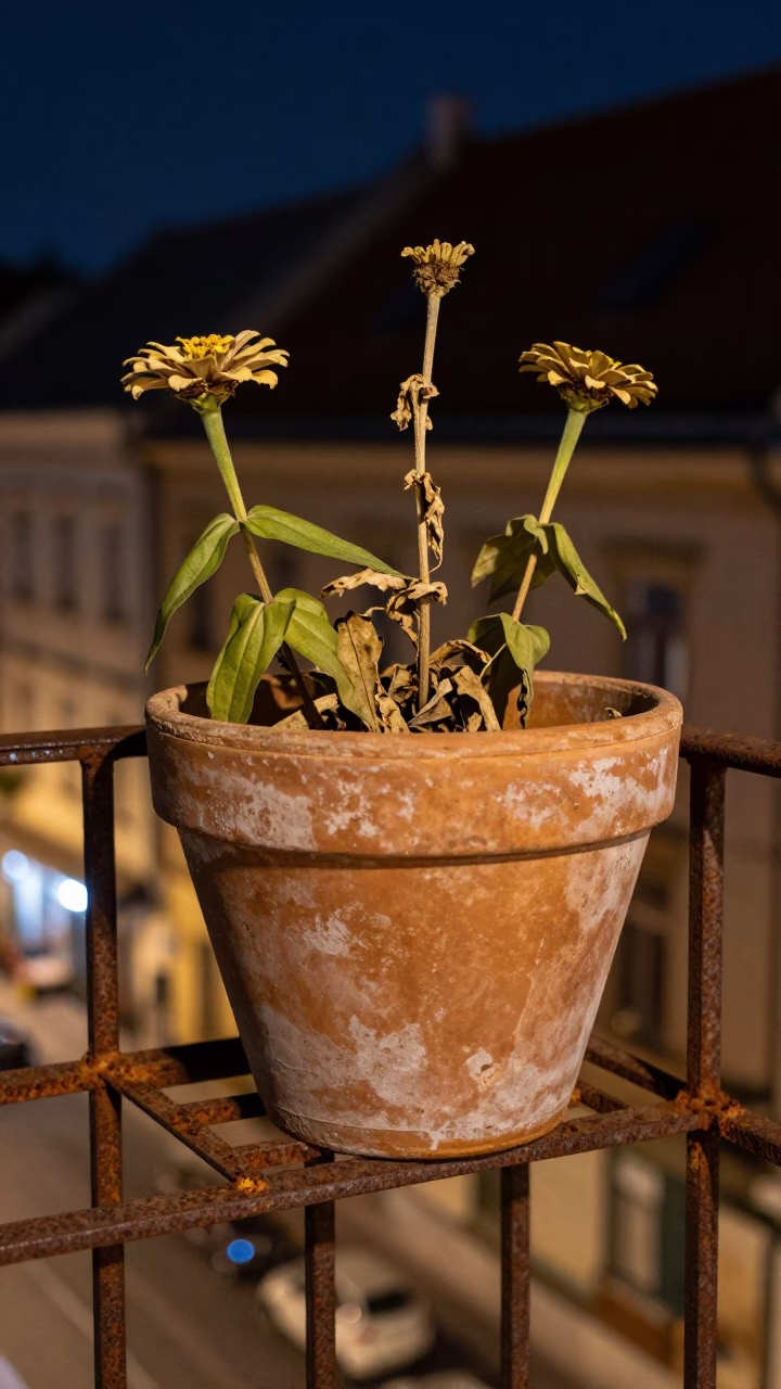 Weathered Terracotta Flowerpot in Budapest in in Budapest, Hungary