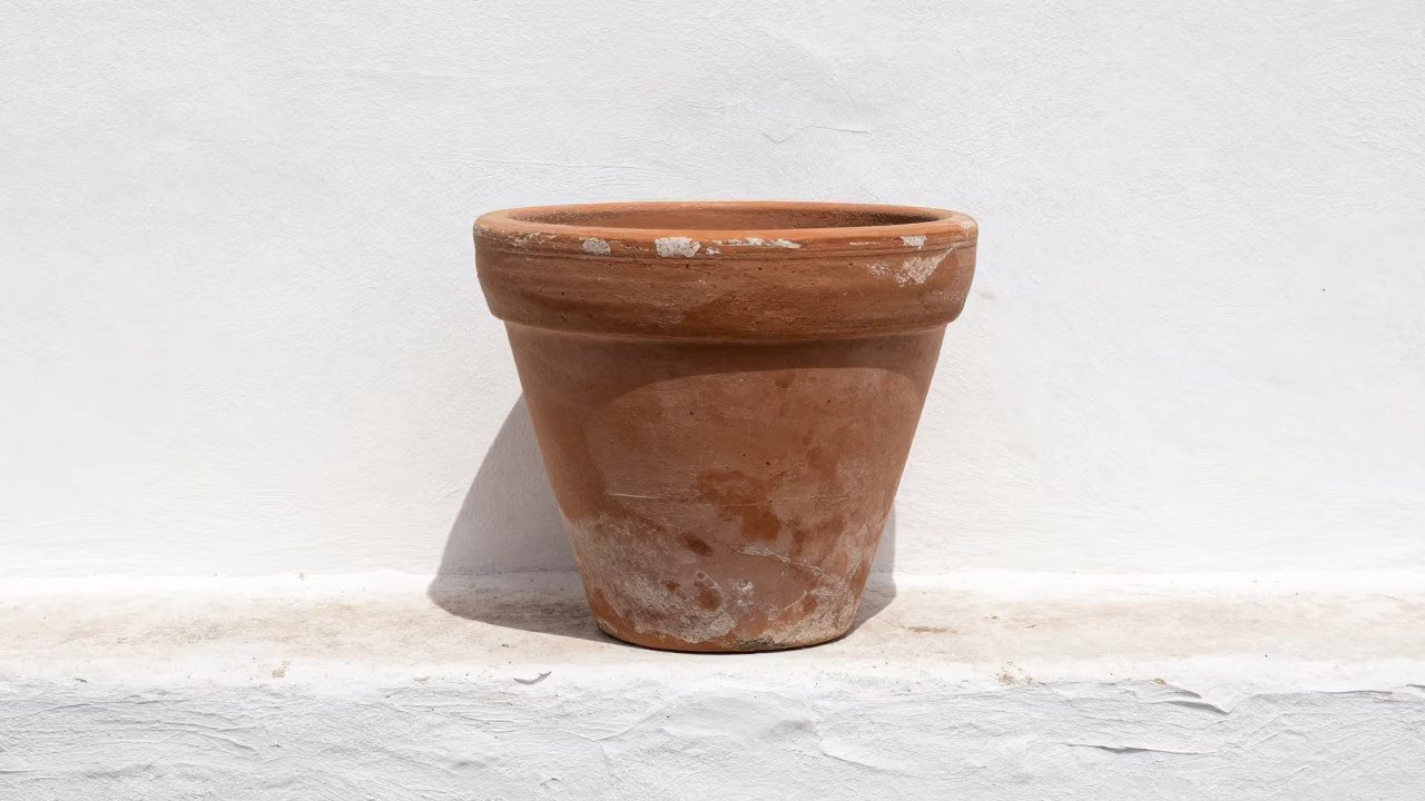 Weathered Terracotta Flowerpot in Cartagena in in Cartagena, Colombia