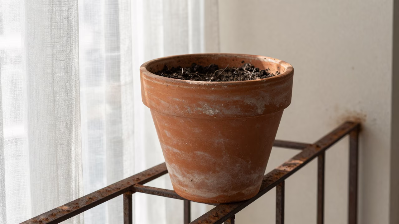 Weathered Terracotta Flowerpot in São Paulo in in São Paulo, Brazil