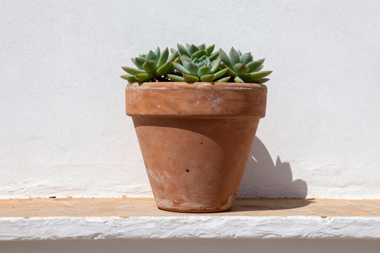 Weathered Terracotta Planter in Seville in in Seville, Spain