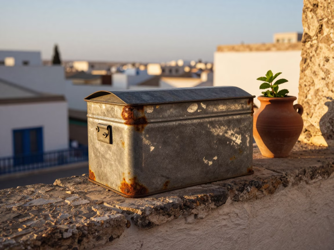 Weathered Tin Box in Tunis in in Tunis, Tunisia