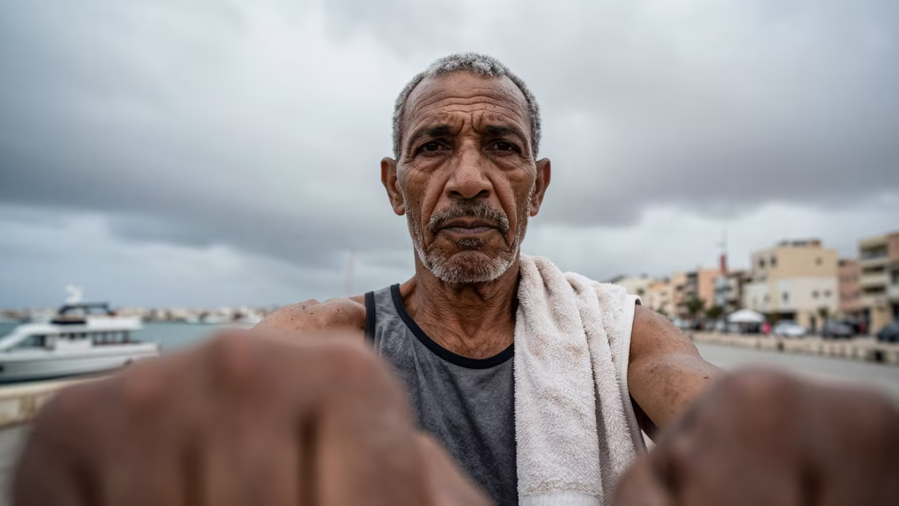 Weathered Trainer Face Harbor Edge Setif in at a harbor edge in Setif