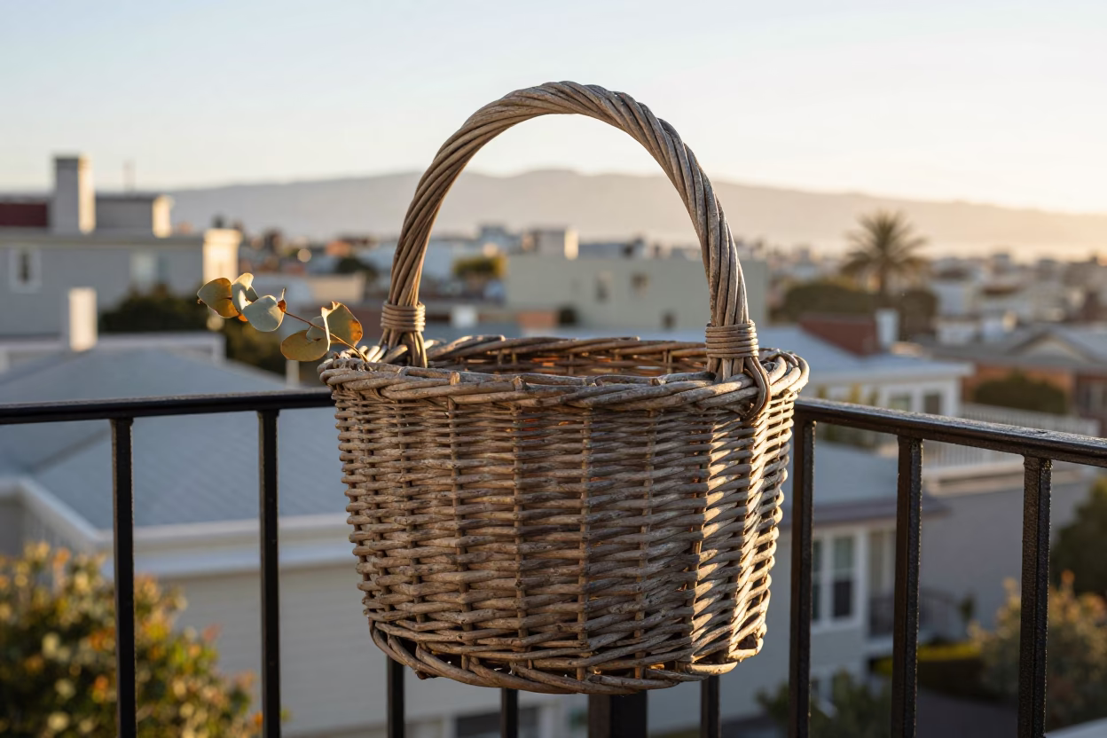 Weathered Wicker Basket in San Francisco in in San Francisco, United States