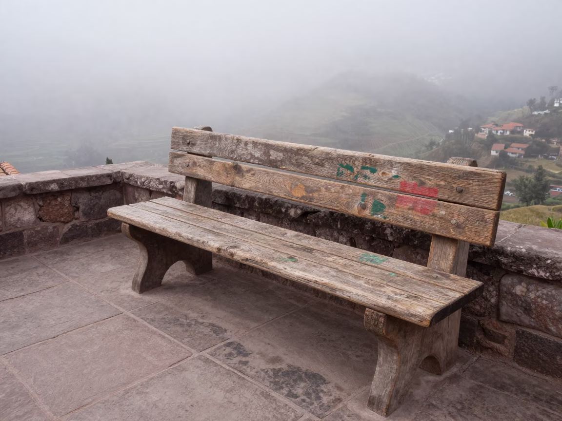 Weathered Wooden Bench in Cusco in in Cusco, Peru