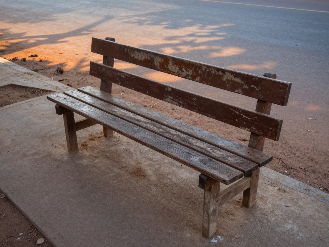 Weathered Wooden Bench in Dakar in in Dakar, Senegal