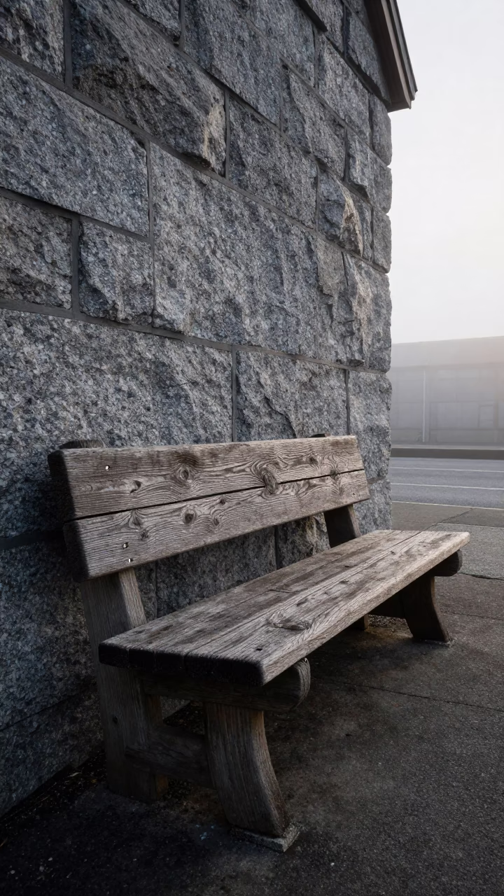 Weathered Wooden Bench in Halifax in in Halifax, Canada