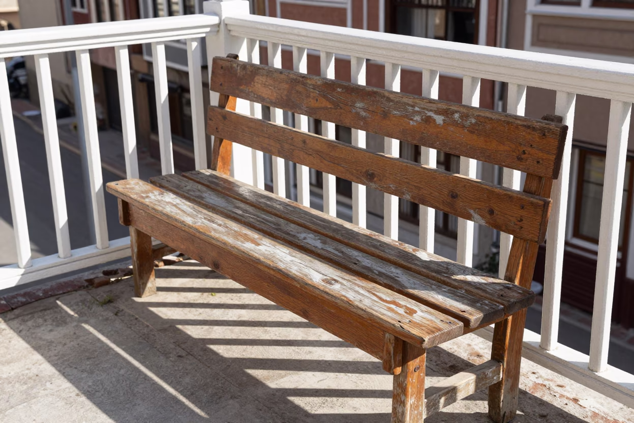Weathered Wooden Bench in Istanbul in in Istanbul, Turkey
