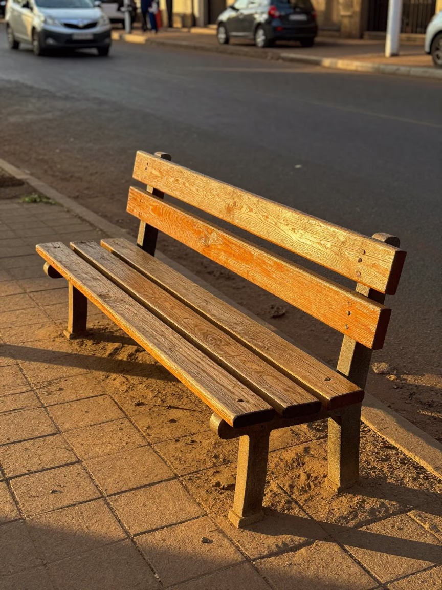 Weathered Wooden Bench in Nairobi in in Nairobi, Kenya