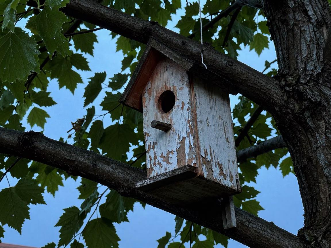 Weathered Wooden Birdhouse in Prague in in Prague, Czech Republic
