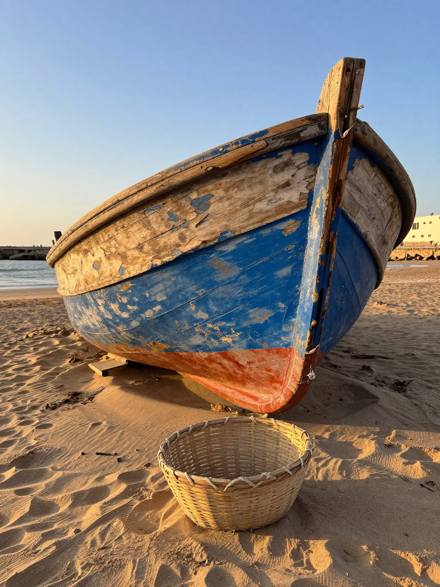 Weathered Wooden Boat Hull in Essaouira in in Essaouira, Morocco