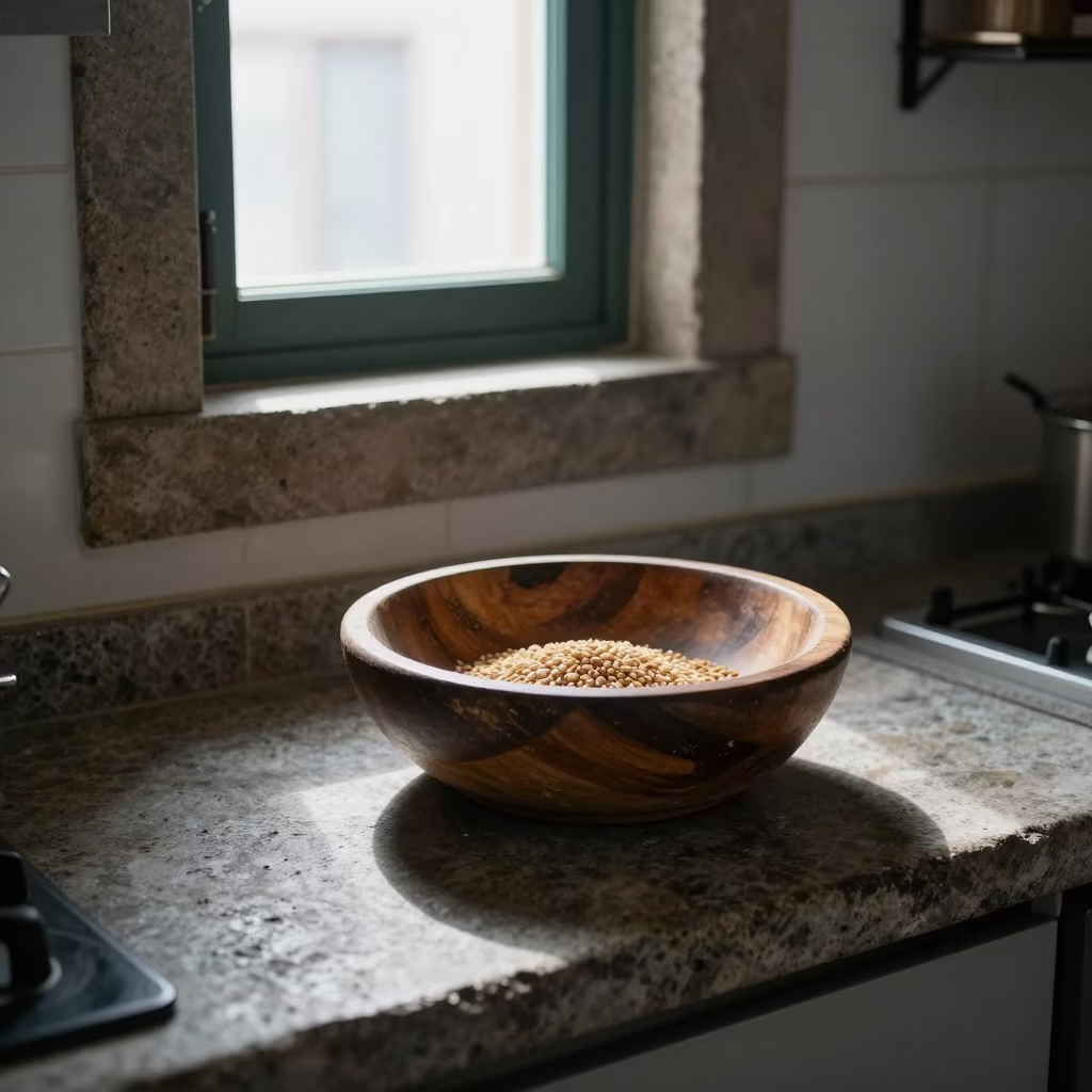 Weathered Wooden Bowl in Porto in in Porto, Portugal