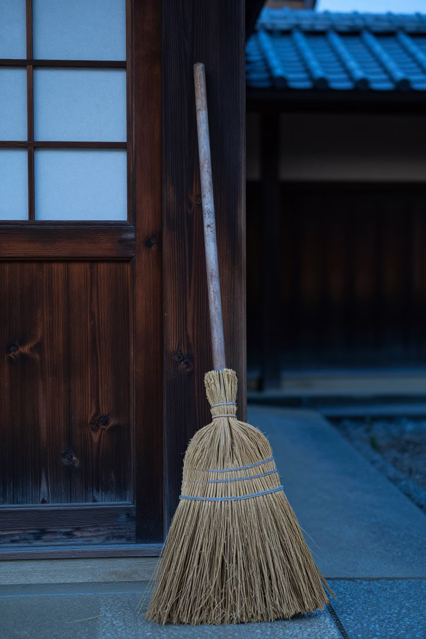Weathered Wooden Broom in Kyoto in in Kyoto, Japan