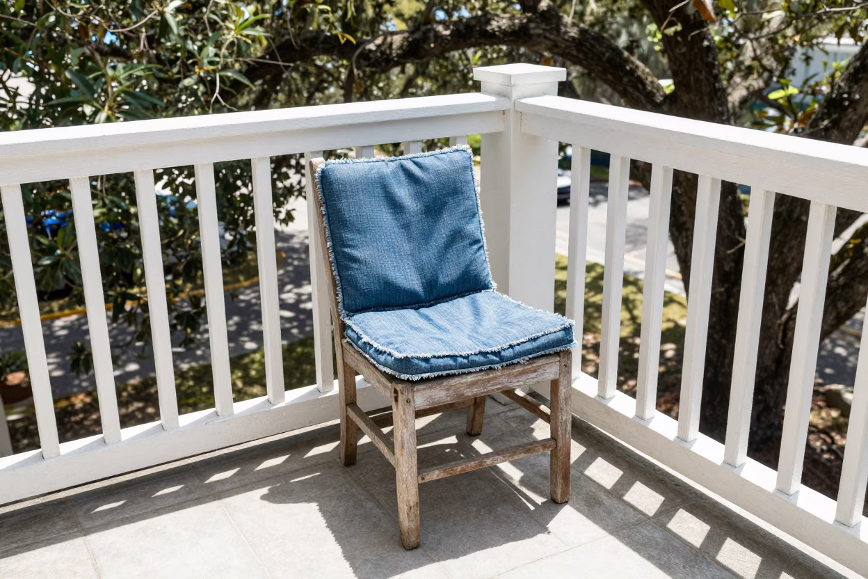 Weathered Wooden Chair Cushion in Charleston in in Charleston, United States